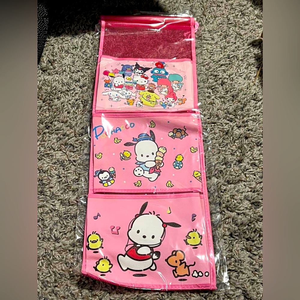 Hello Kitty & Friends Pink Hanging Organizer Closet Storage Pochacco 3 Pocket